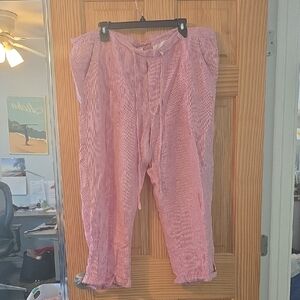 Caslon Linen Red Pin Striped Capri